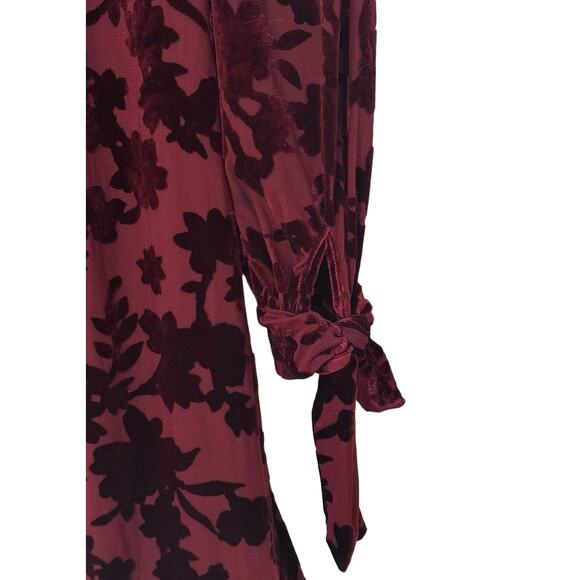 Calvin Klein Red Burnout Velvet Floral Trapeze Mini Dress 4 - Picture 7 of 7